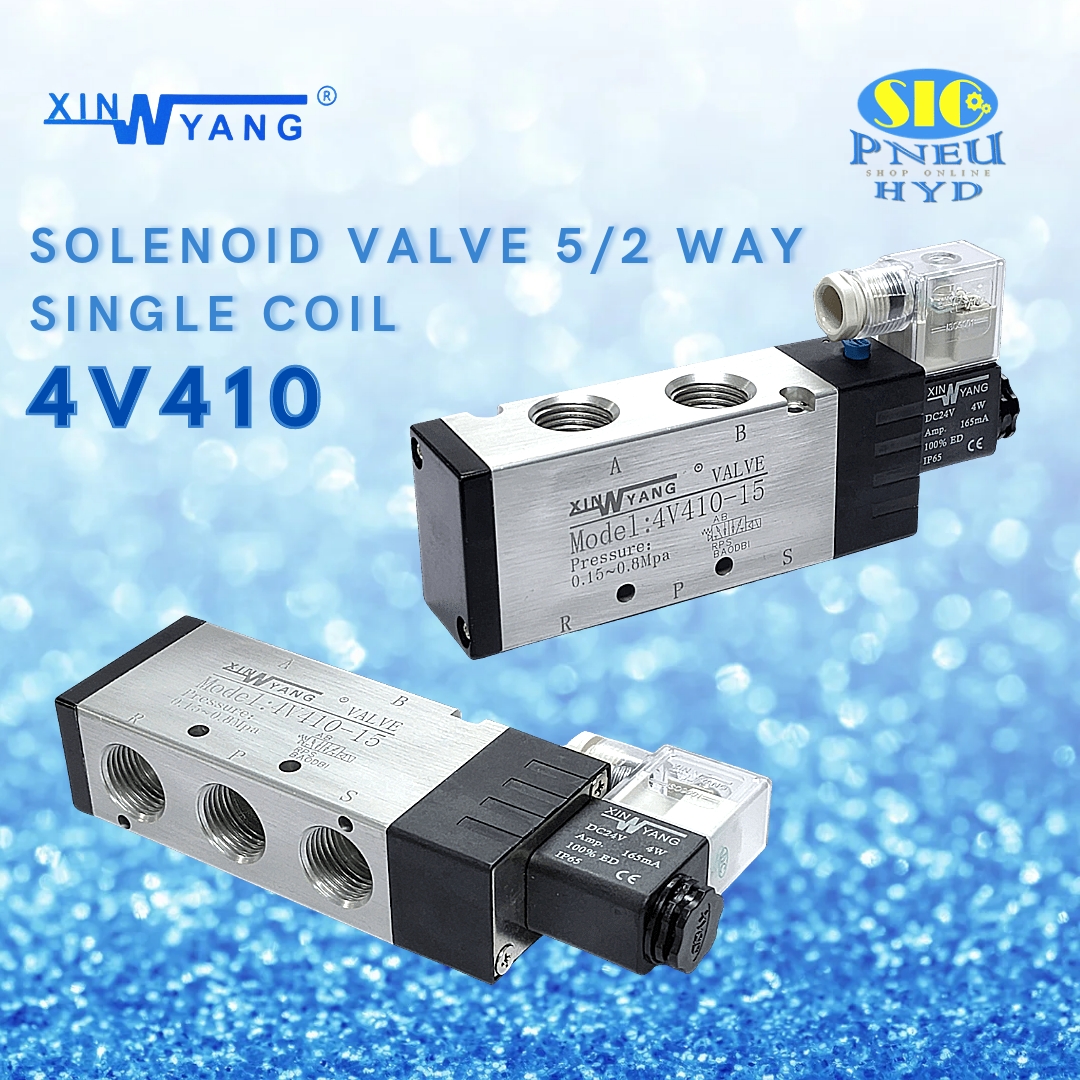 4V410 : SOLENOID VALVE XINYANG โซลินอยด์วาล์ว 5/2 SINGLE COIL PORT 1/2" PT