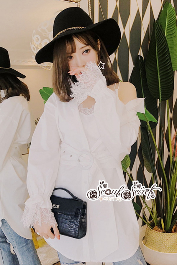 เดรสเชิ๊ทเนื้อผ้าคอตตอนสีขาวคลาสสิค