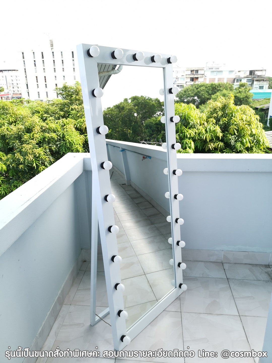 กระจกส่องเต็มตัว กระจกมีไฟ - 70 x 170 cm. (รุ่นขาตั้ง)