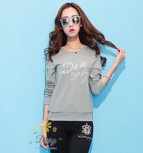 เสื้อผ้าแฟชั่นเกาหลีสวยๆชุดเซท 2 ชิ้น เสื้อแขนยาว++กางเกงขายาว