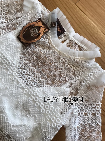 เสื้อลูกไม้ซีทรูตกแต่งขนนกและกระโปรงผ้าลูกไม้