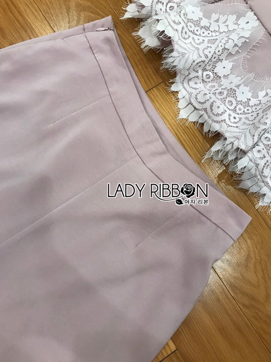 เซ็ตเสื้อแขนกุดทรงคร็อปตกแต่งลูกไม้