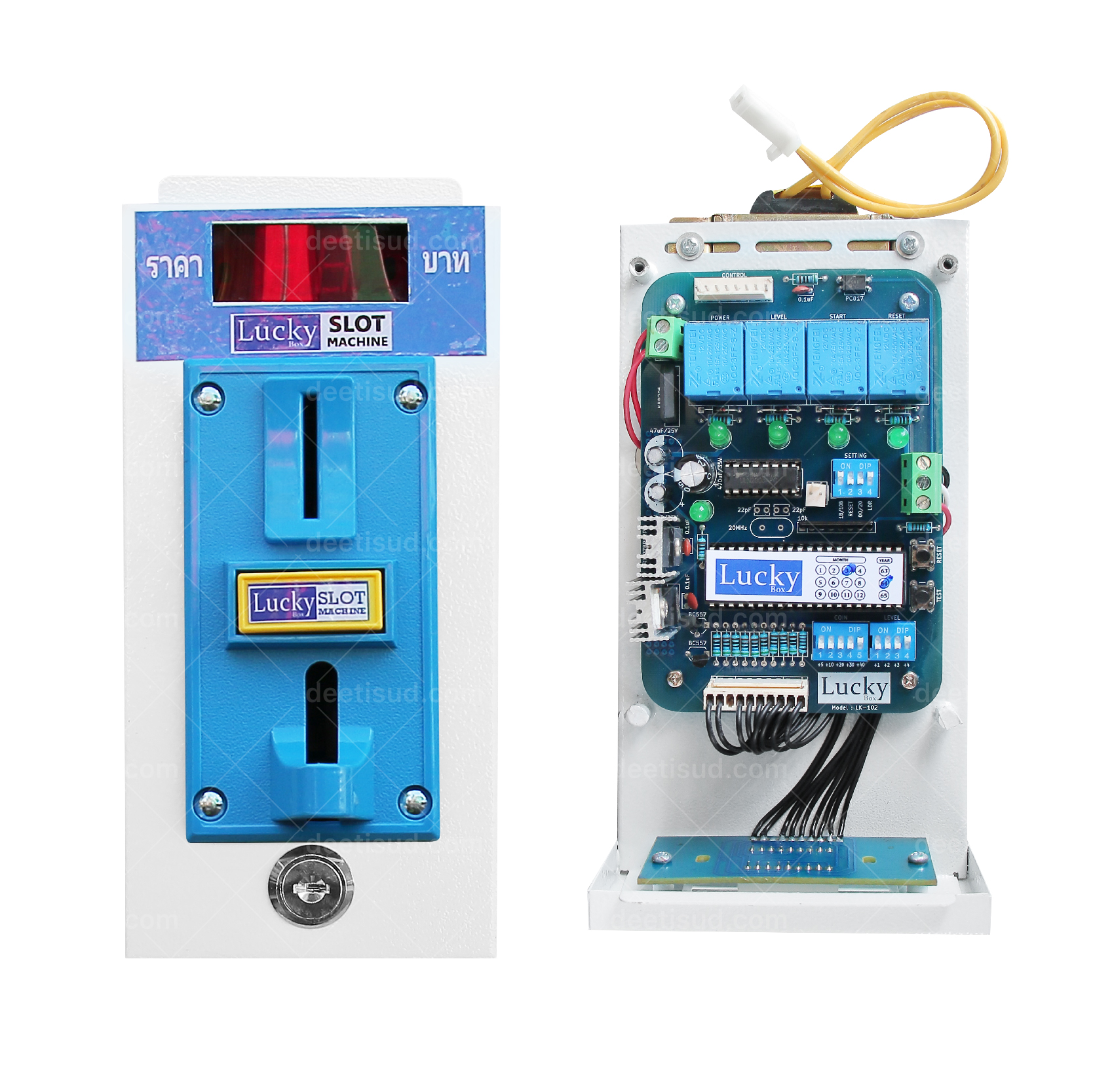 กล่องหยอดเหรียญระบบอัตโนมัติ สำหรับเครื่องซักผ้า รุ่นLK25A พร้อมบอร์ด LK-102