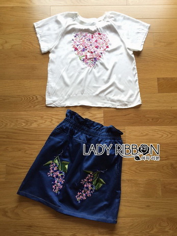 Lady Lizzy Casual Holiday Flower Denim Skirt Set