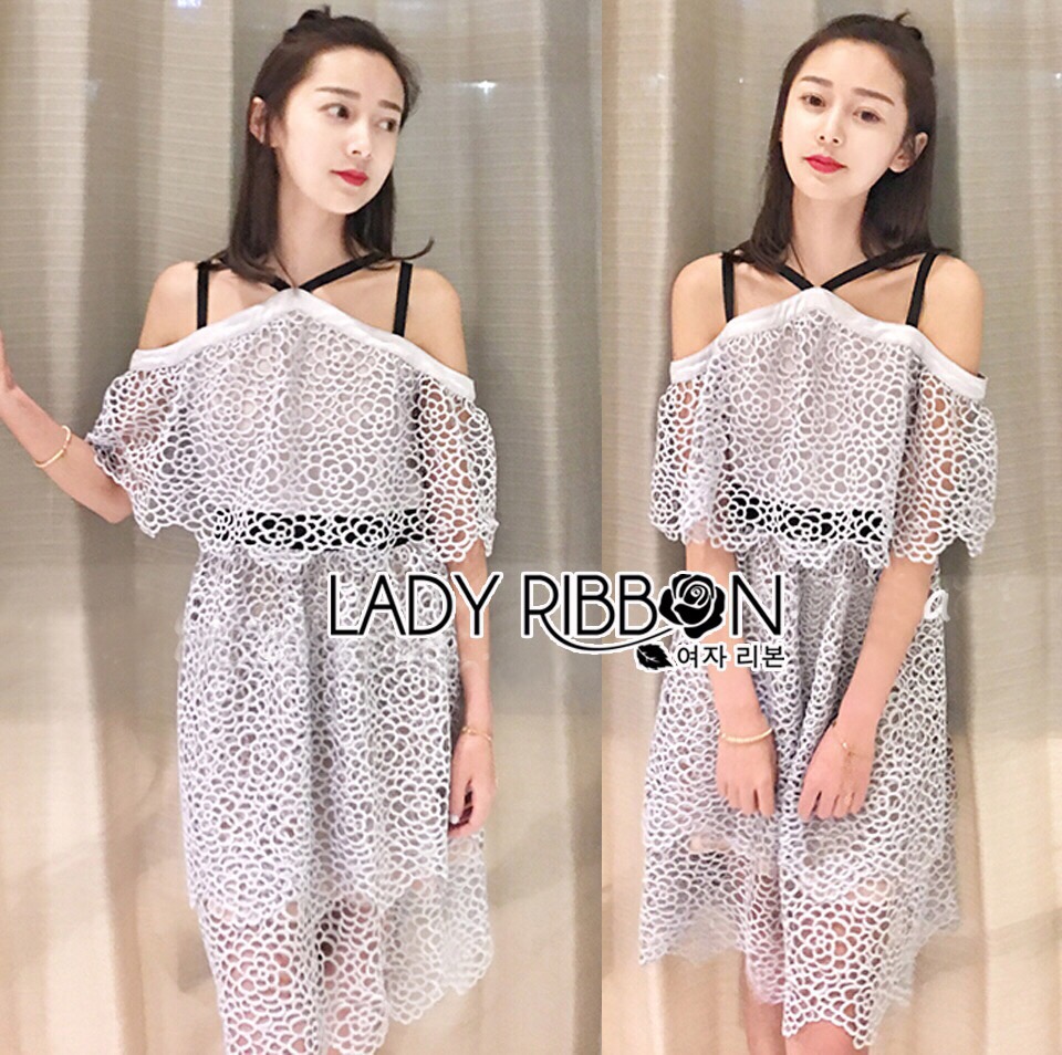 Lady Ribbon Online LR19020616 🎀 Lady Ribbon's Made 🎀 Self-Portrait Off-Shoulder Detail Tiered Mini Dress