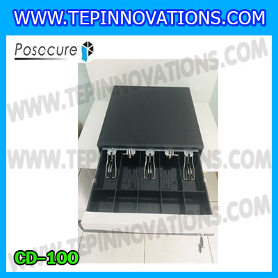 ลิ้นชักเก็บเงิน ลิ้นชักเก็บเงินสด5ช่องธนบัตร 5ช่องเหรียญ ลิ้นชักเงินสด5ช่องแบงค์ เกะเก็บเงินสด POSECURE Cash drawer CD-100