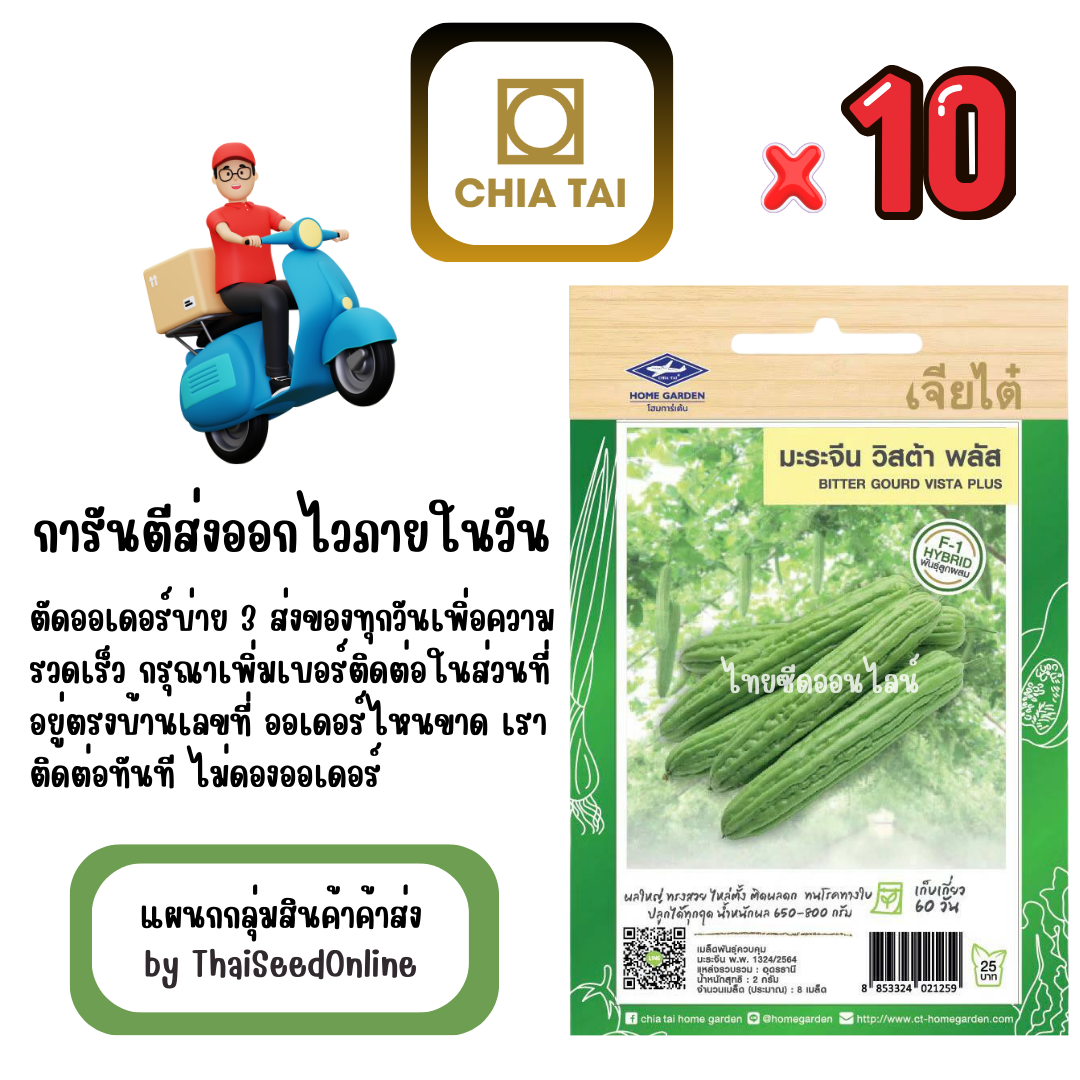 CTF1 x 10 เมล็ดผักซองเจียไต๋ มะระจีน วิสต้าพลัส สินค้ายกแพ็ค