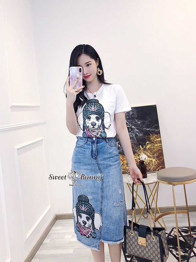 เสื้อยืดคอกลมแขนสั้น เสื้อพิมพ์สกรีนรูปน้องหมา