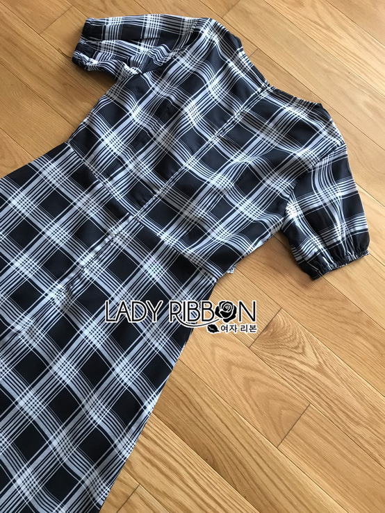 Dress เดรสพิมพ์ลายตารางสก็อตสีดำ