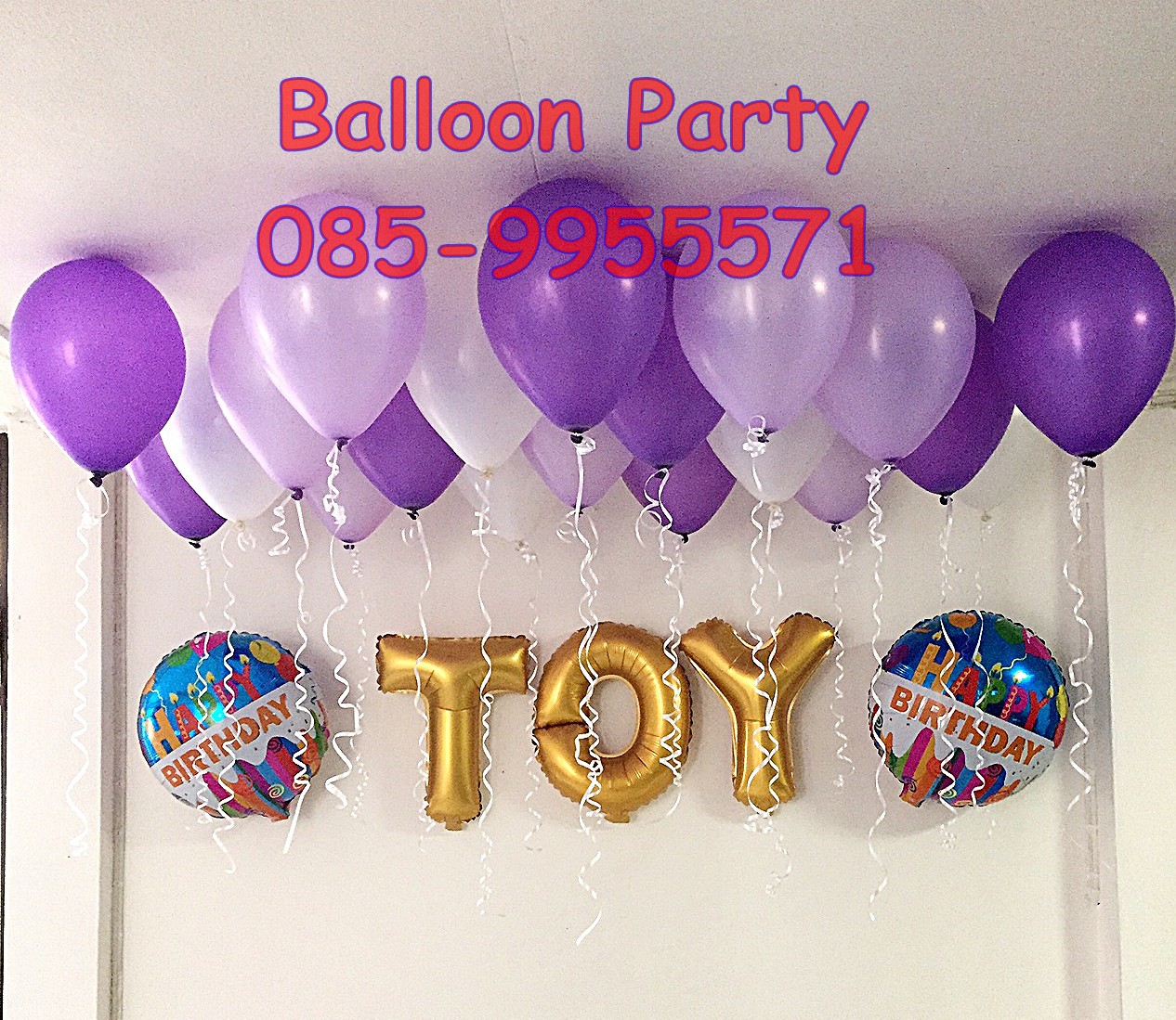SET ลูกโป่งวันเกิด โทนสีม่วง Fancy Happy Birthday Alphabet Foil Balloon