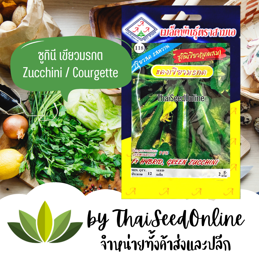 3A(สามเอ) 3A ซูกินึ่เขียวลูกผสม แตงเขียวมรกต ตราสามเอ Green Zucchini ซูกินี