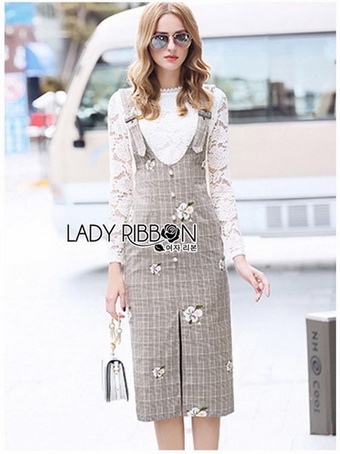 Lace and Lady Ribbon Checked Dress