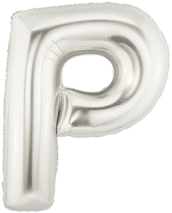 ลูกโป่งตัวอักษร P ขนาด 40 นิ้ว สีเงิน Alphabet Letter Foil Balloon Silver Color