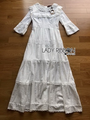 เดรสผ้าคอตตอนสีขาวปัก