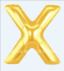ลูกโป่งตัวอักษร X ขนาด 14 นิ้ว Alphabet Letter Foil Balloon Gold Color