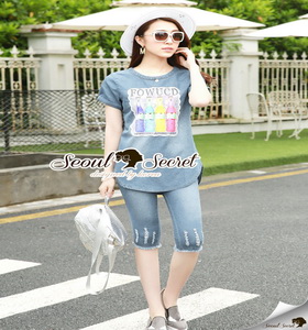 เสื้อผ้าแฟชั่นเกาหลีงานเก๋ด้วยเนื้อผ้ายีนส์ผสมคอตตอน