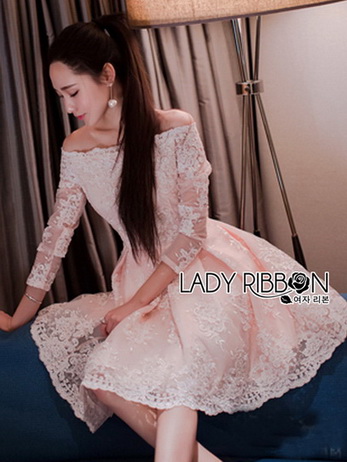 Lady Pink and White Lace Dress