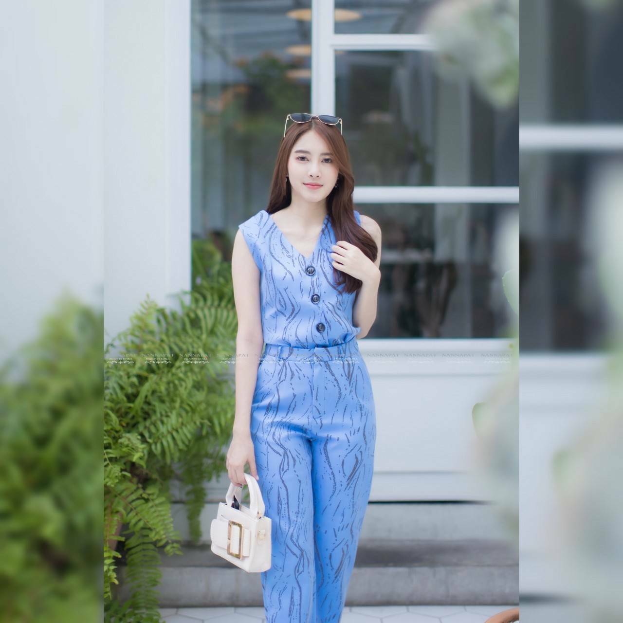 เสื้อกระดุมหน้า กางเกงมีกระเป๋าข้าง