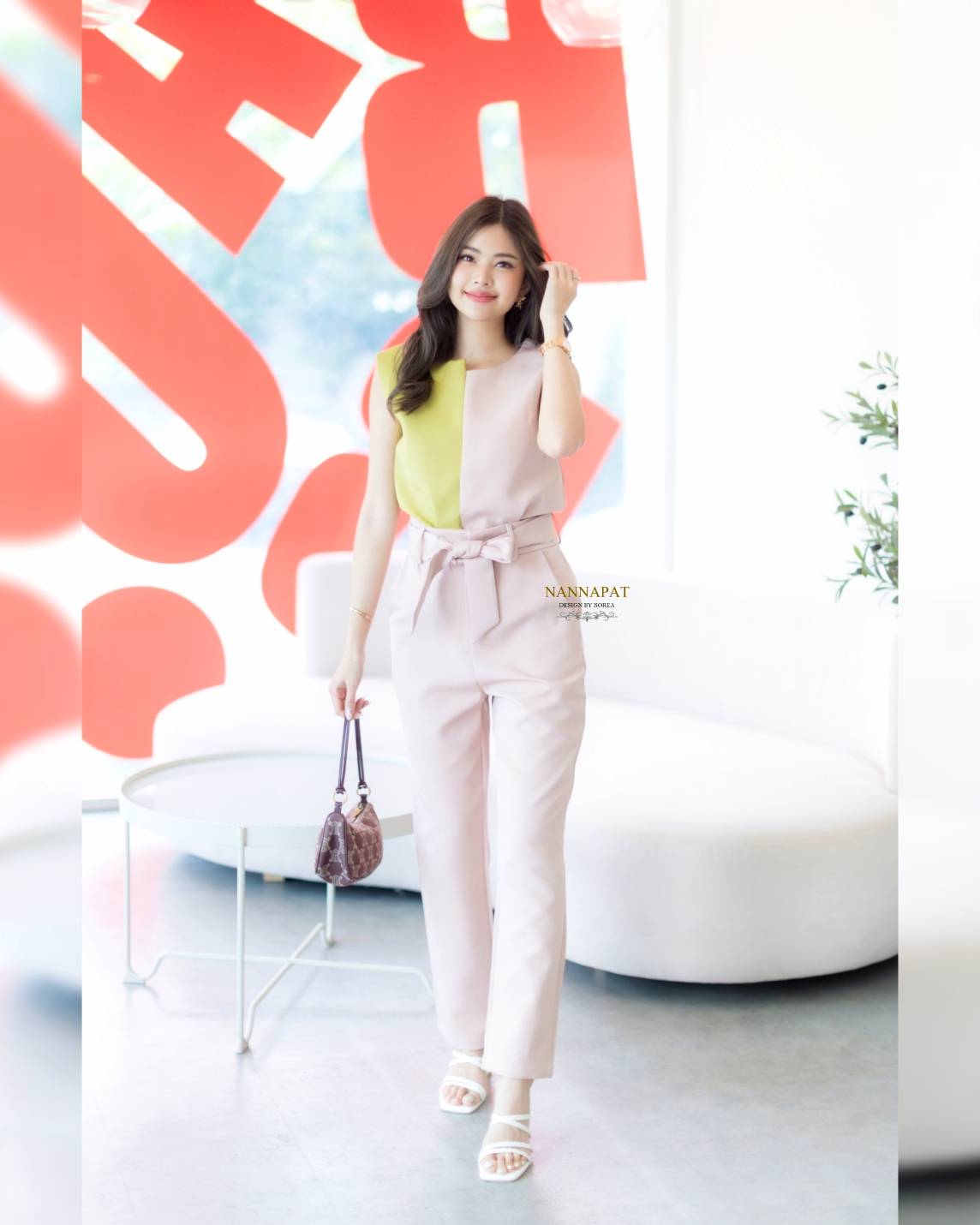 เสื้อทูโทนแขนกุด ซิปหลัง