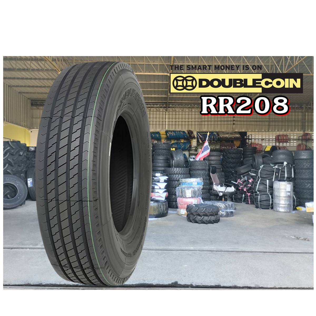 ยางรถบรรทุก เรเดียล ขนาด 295/80R22.5 รุ่น RR208 18PR ยี่ห้อ DOUBLE COIN