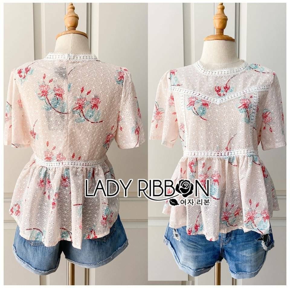 เสื้อแฟชั่นตัวสั้น เนื้อผ้าลูกไม้ปักลายสวย