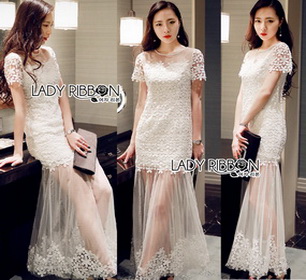 Lady Ribbon Tulle Evening Dress