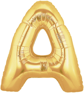 ลูกโป่งตัวอักษร A ขนาด 40 นิ้ว สีทอง Alphabet Letter Foil Balloon Gold Color