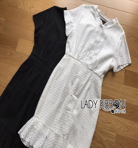 Lady Ribbon Lily Sweet Chic Basic Plain Peplum Lace Dress