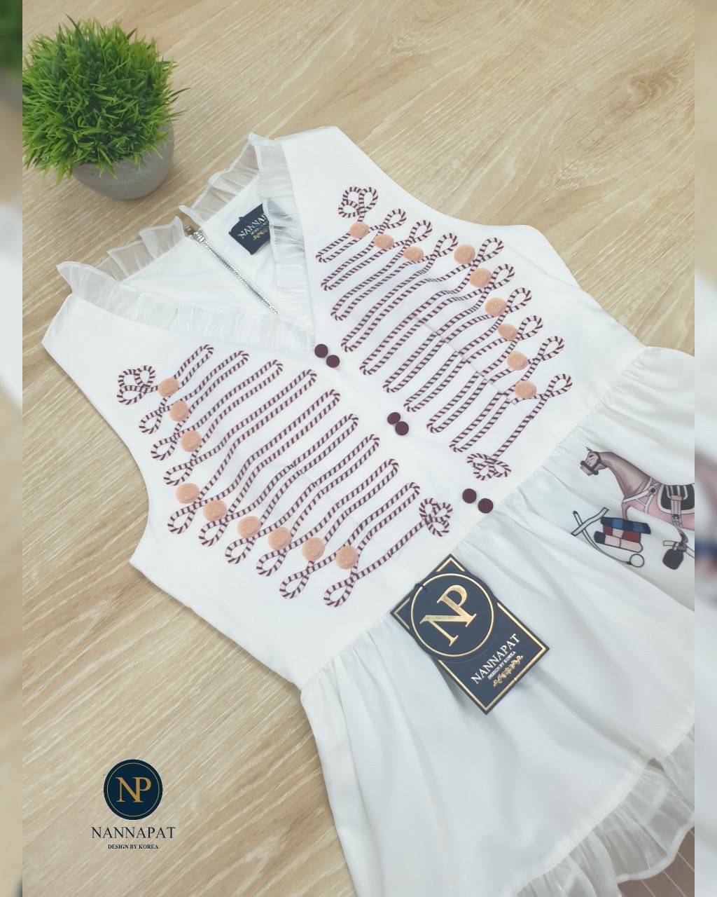 เสื้อซิปหลังกางเกงลายเส้น