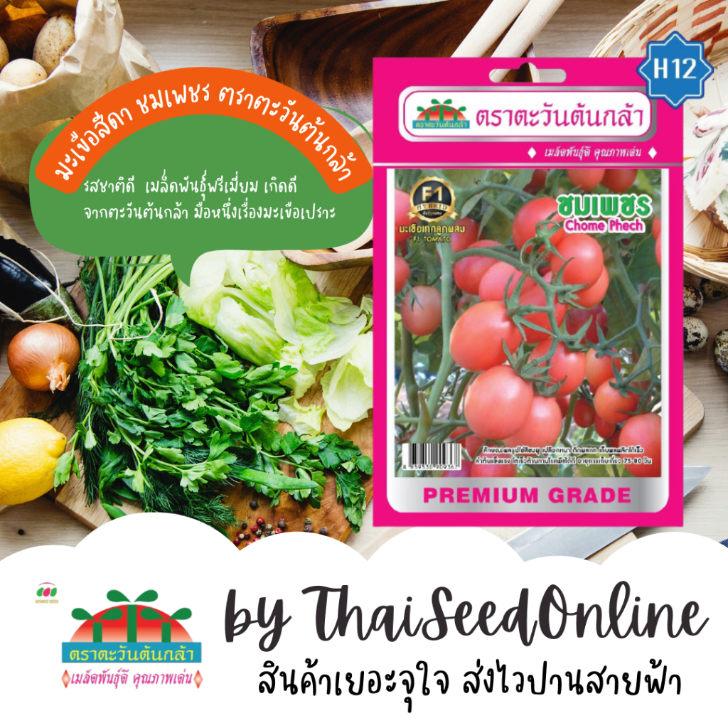 Advance Seeds(ตราตะวันต้นกล้า) Advance Seeds(ตราตะวันต้นกล้า) ADVF1 ซฟ เมล็ดพันธุ์ มะเขือสีดา ชมเพชร ตราตะวันต้นกล้า H12