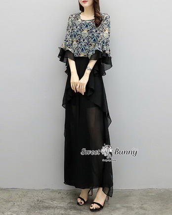 เสื้อผ้าชีฟองลายดอกเนื้อดี