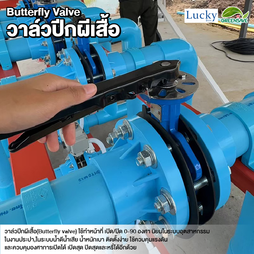 วาล์วปีกผีเสื้อ (Butterfly Valve) ขนาด 2 นิ้ว ก้านจับสแตนเลส