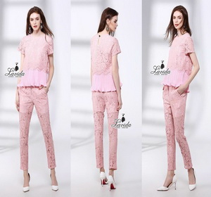 เซตเสื้อ+กางเกง ผ้าเกาหลีสีชม