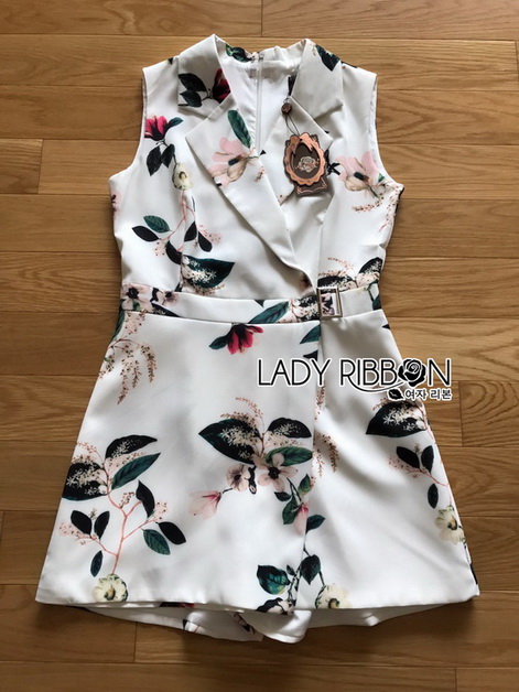 Jumpsuit จัมป์สูทขาสั้นทรงเชิ้ตพิมพ์ลายดอกไม้สีสด