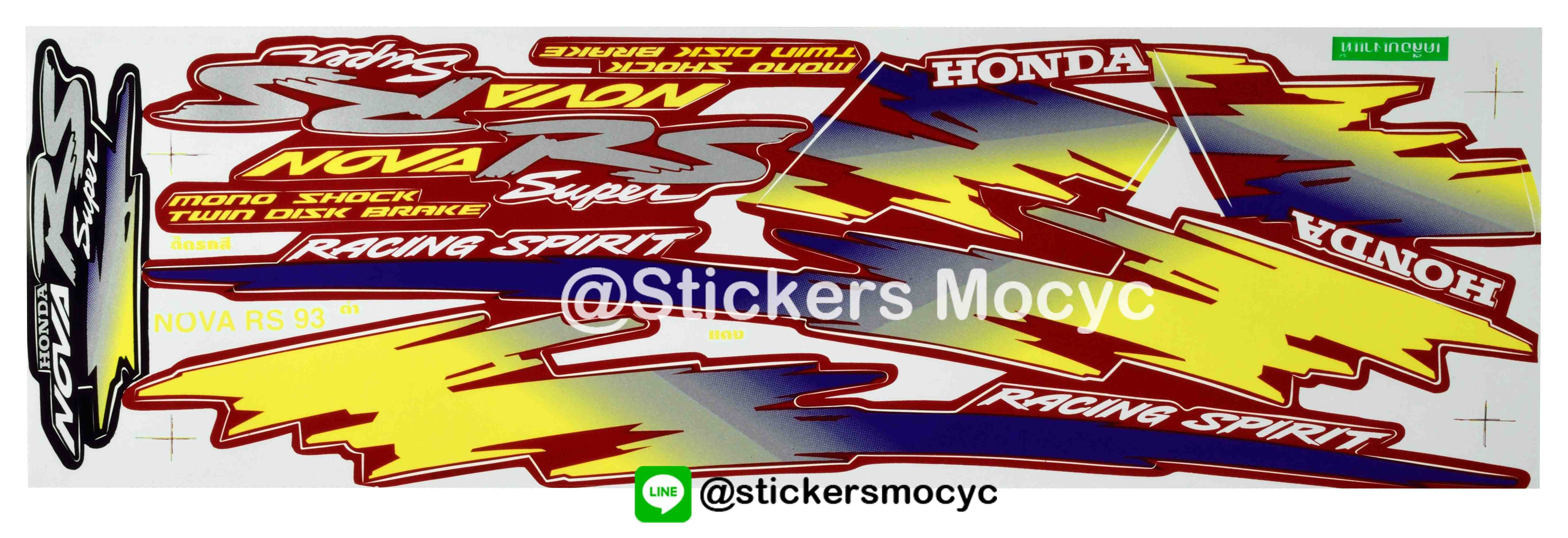 สติ๊กเกอร์ติดรถมอเตอร์ไซค์ Honda Nova RS ปี 1993 ติดรถสี ดำ แดง (เคลือบเงา)