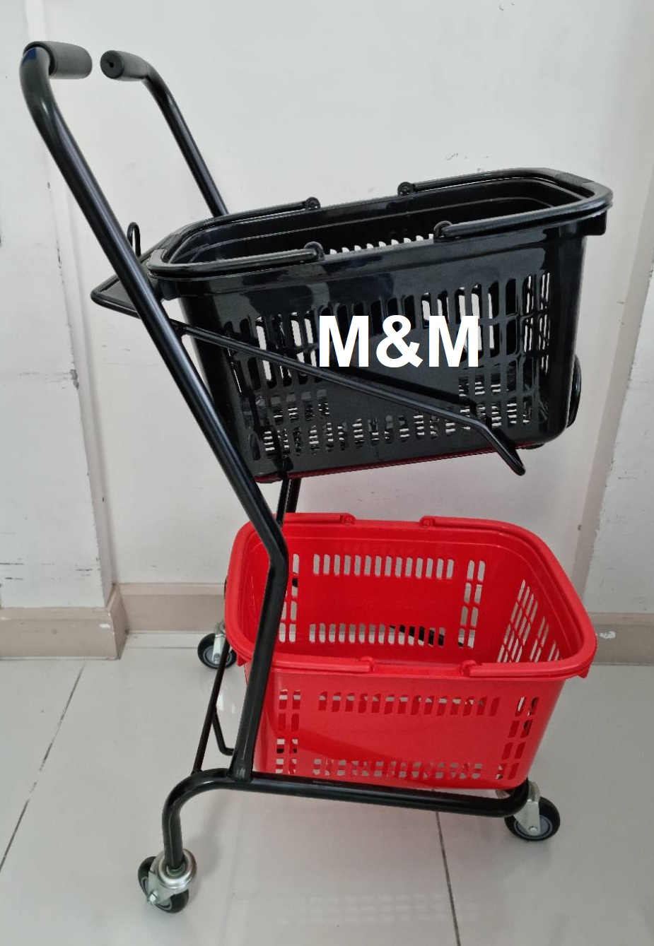 รถเข็นตะกร้า 2 ชั้น สีดำ