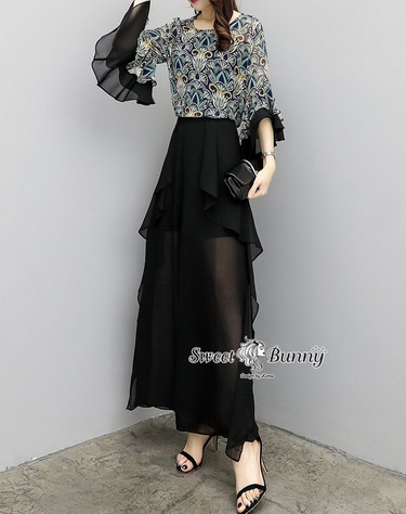 เสื้อผ้าชีฟองลายดอกเนื้อดี