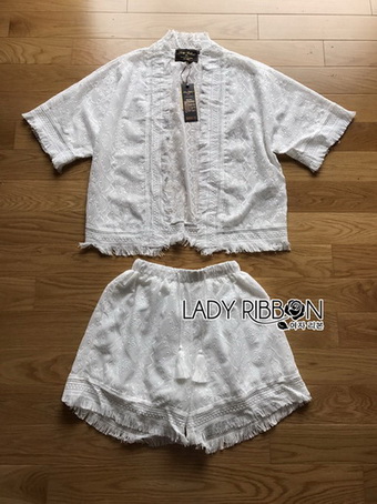 Lady Jenna Street Boho Embroidered Fringed White