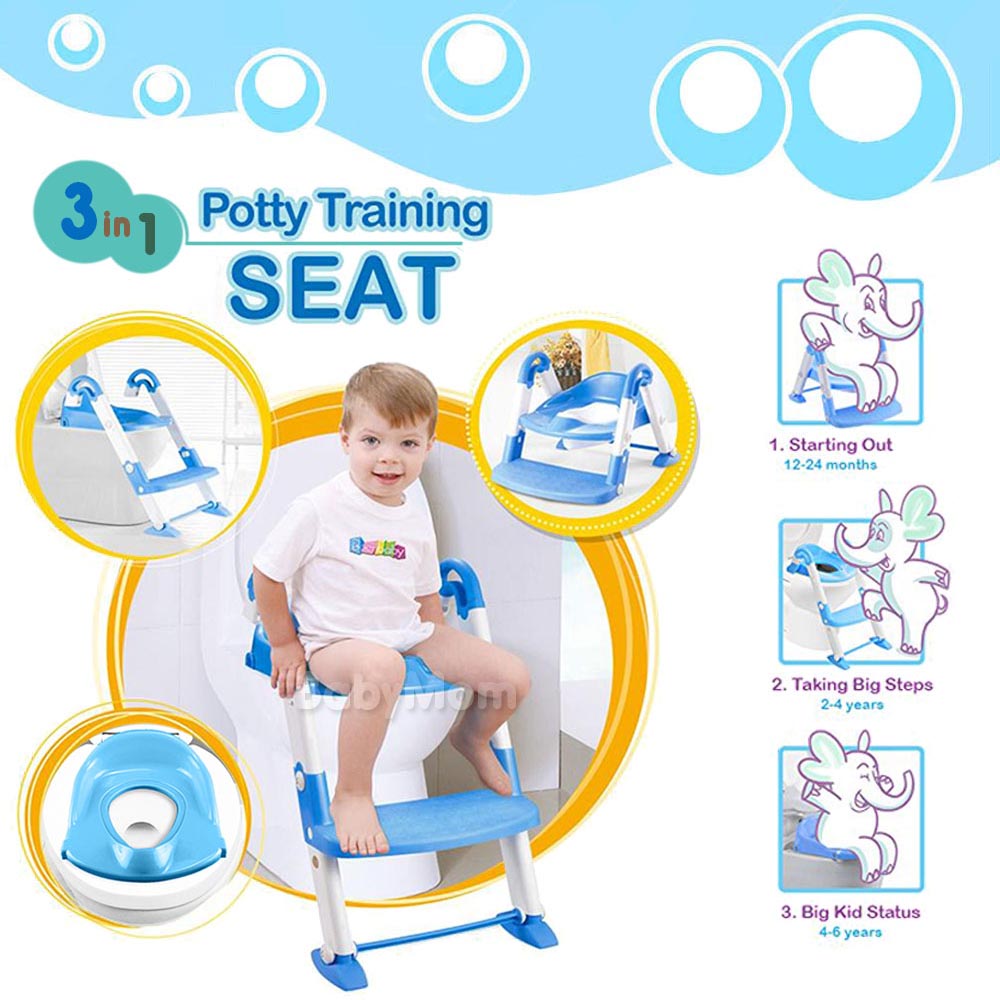 บันไดกระโถน 3in1 Potty Training Seat กระโถน บันไดกระโถน ที่รองนั่งชักโครก ฝึกขับถ่ายของเด็ก พกพาได้ แข็งแรง