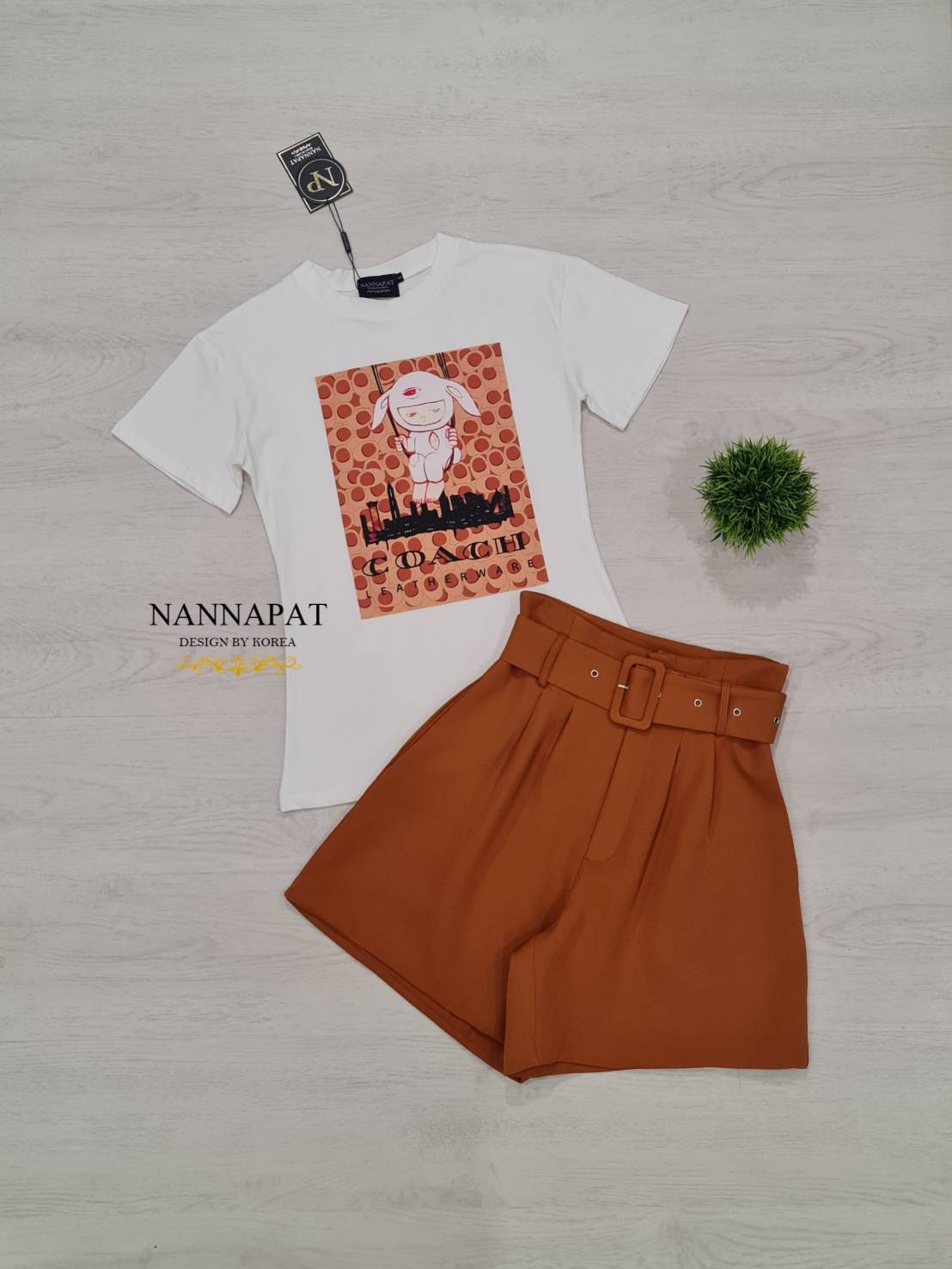 เสื้อยืดผ้าหนานุ่มใส่สบาย กางเกงจับจีบน่ารัก