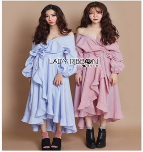 Cotton Dress Lady Ribbon เดรสผ้าลายทาง