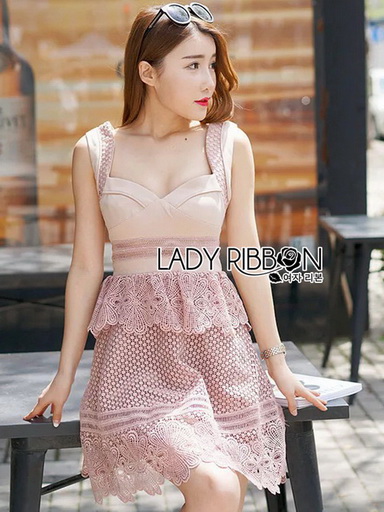 Pink Lace Lady Ribbon Dress