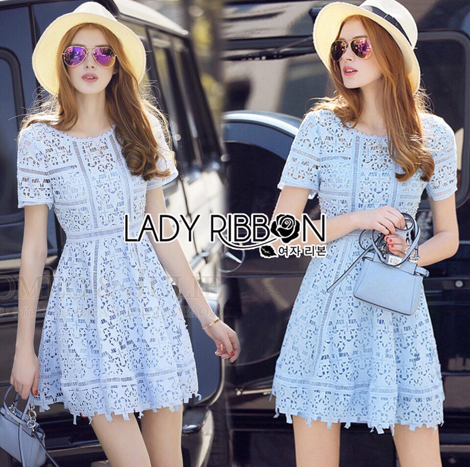 Lady Ribbon Online LR16130616 🎀 Lady Ribbon's Made 🎀 Lady Rebecca Little Star Crystal Embroidered Lace Dress