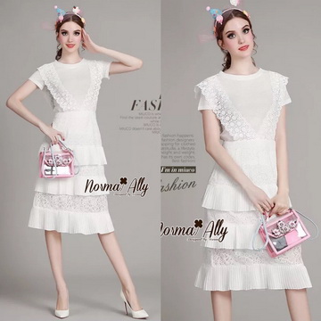 Lady Ribbon Online เสื้อผ้าออนไลน์ ขายส่ง normal ของแท้ NA03140716 🎉Normal Ally Present summer collection princess lace dress and T-shirt