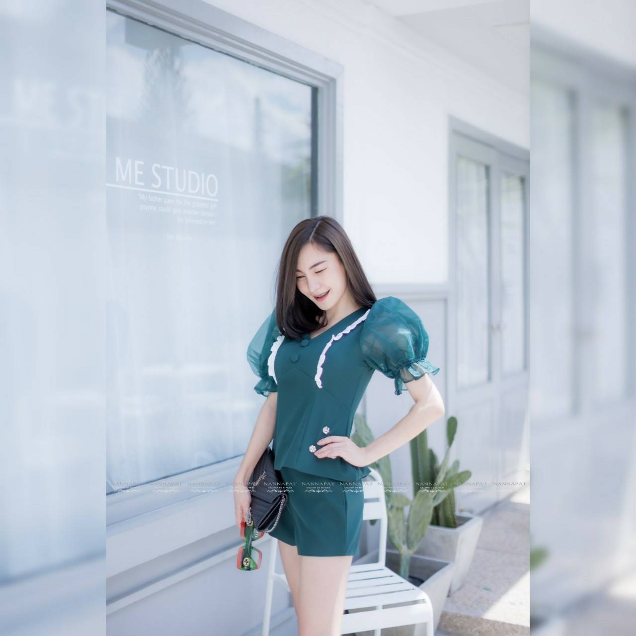 เสื้อแขนตุ๊กตาพองสวย หน้าอกมีเสริมฟองน้ำ