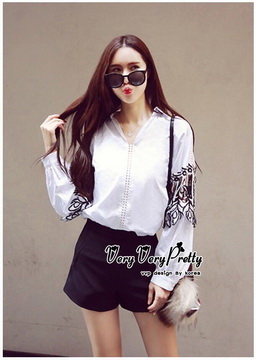 Lady Ribbon พร้อมส่งเสื้อผ้าออนไลน์ VP06130716 Sweetie Vintage Lace Blouse Style Korea