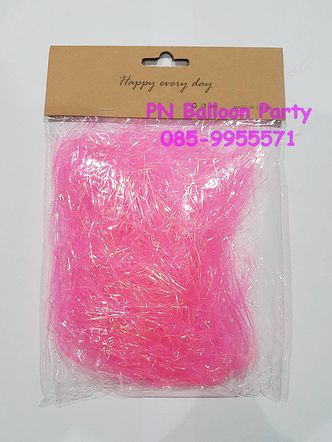 เส้นวุ๊งวิ๊งสีเหลือบ สีชมพูเข้ม สำหรับใส่ในลูกโป่งบับเบิ้ลอัดแก๊สฮีเลียม