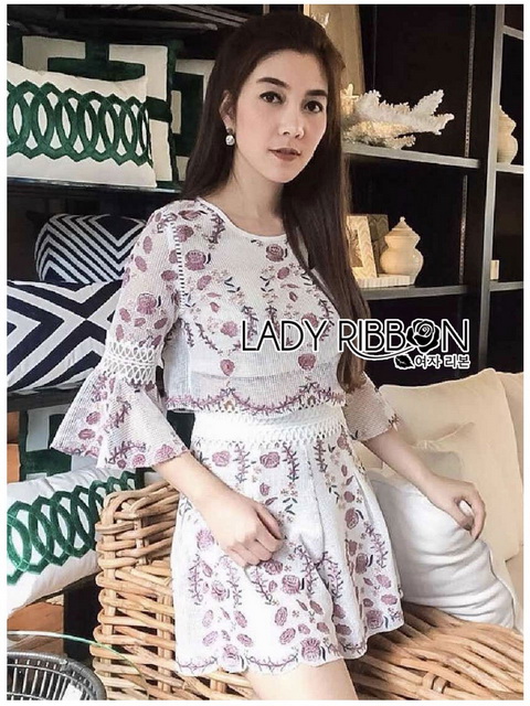 Lady Ribbon High-Waisted Shorts Set เซ็ตเสื้อทรงคร็อป