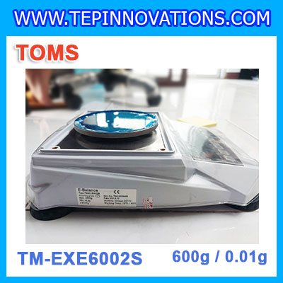 เครื่องชั่งดิจิตอล ทศนิยม 2 ตำแหน่ง รุ่น TM-EXE6002S พิกัด 600g x 0.01g พิกัดน้ำหนัก 600g ความละเอียด 0.01g เครื่องชั่งละเอียดสูง Precision Balance ยี่ห้อ TOMS รุ่น TM-EXE6002S