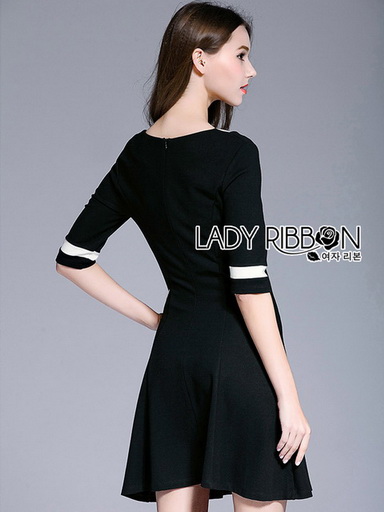 White & Black Lady Ribbon Dress